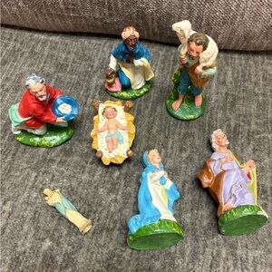 Vintage Hand-Painted in Italy ,Nativity Figurine Set -  papier-mâché